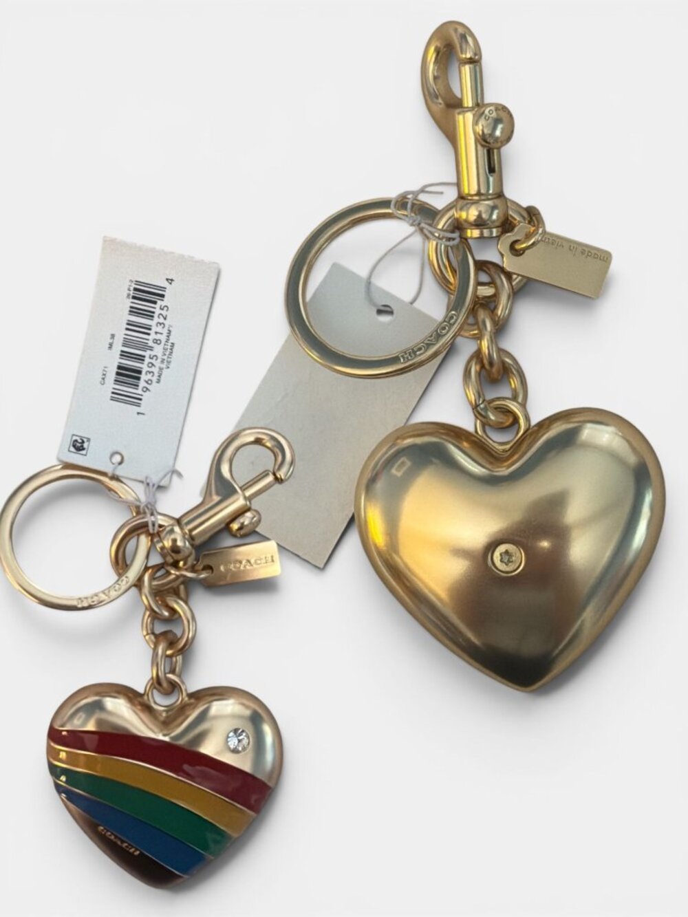 Coach Crossbody Pouch F73066 Rainbow LOGO Signature Canvas Heart Bag Charm PRIDE - Picture 10 of 12